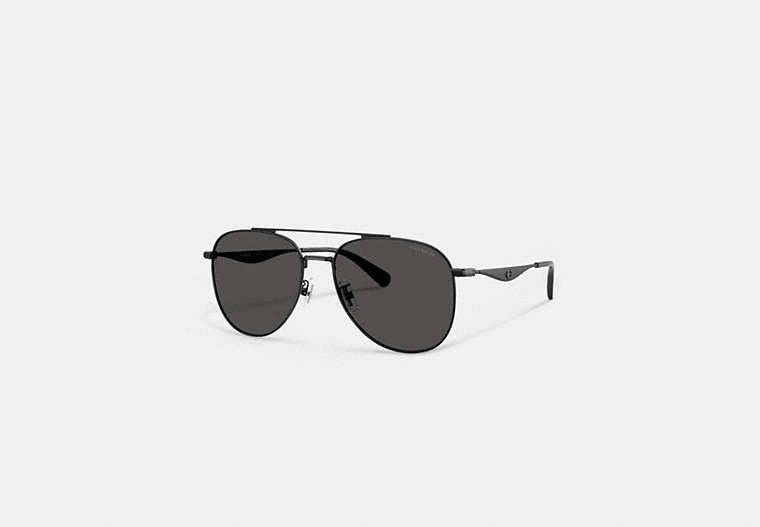 COACH® Men's Gafas De Sol De Aviador Metálicas Con Herraje En Forma De C en Negro | Métal