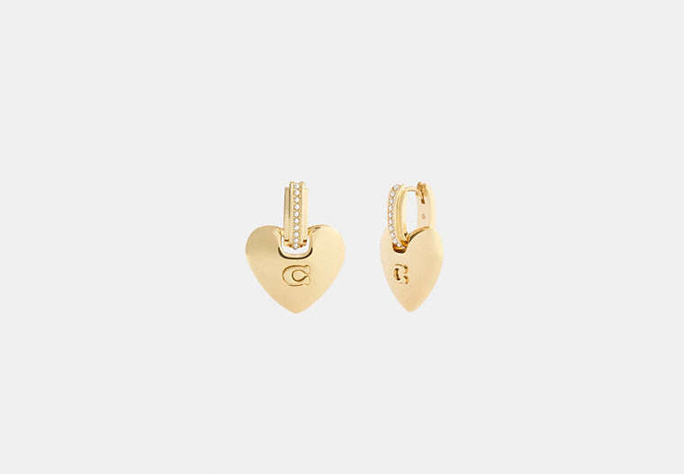 COACH® Women's Pendientes Largos Llamativos Con Corazón De Firma en Amarillo | Métal