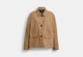 COACH® Women's Abrigo De Ante en Castaño, Talla Mediano | Body