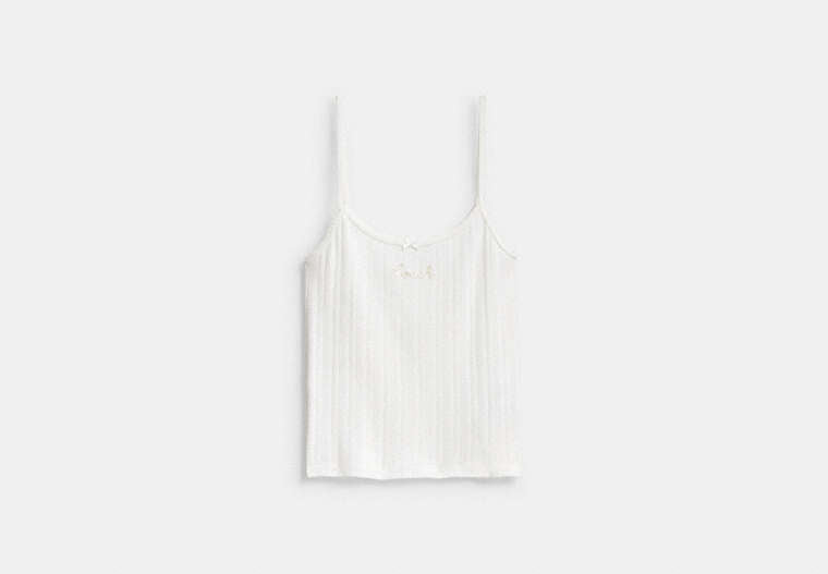 COACH® Women's Top De Pointelle en Blanco, Talla Mediano