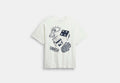 COACH® Men's Camiseta Holgada De Collage De Dados En Algodón Orgánico en Blanco, Talla Mediano | Coton
