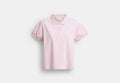 COACH® Women's Polo Recortado De Algodón Orgánico Con Inscripción Coach en Rosa, Talla Mediano