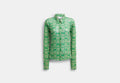 COACH® Women's Camisa Abotonada De Malla Estampada Coach | Brain Dead en Verde, Talla Mediano