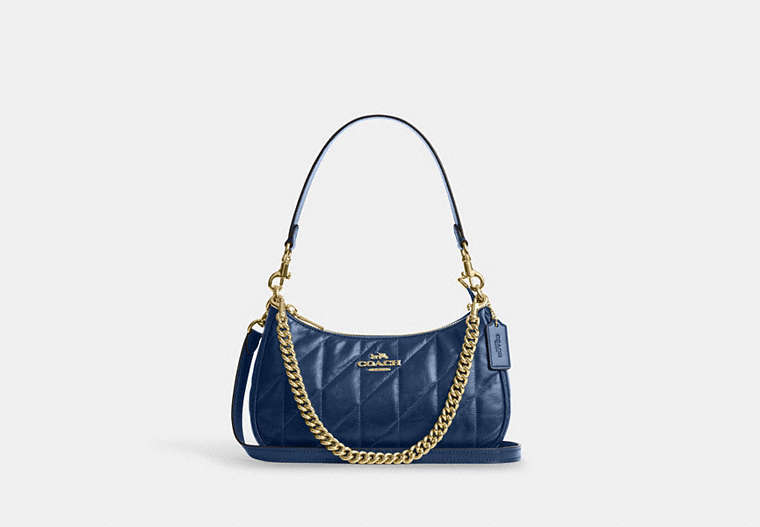 COACH® Women's Bolso De Hombro Teri Con Acolchado en Azul | Cuir