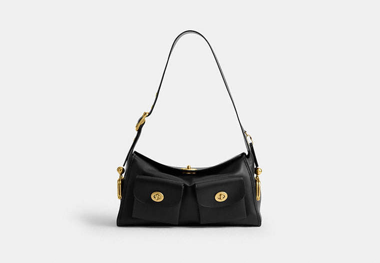 COACH® Women's Bolso Turnlock Haversack en Negro | Cuir