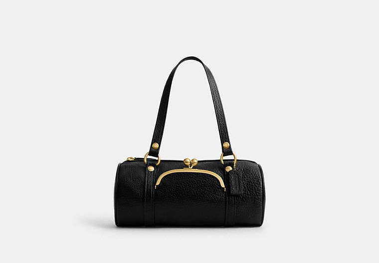 COACH® Women's Bolso Cilíndrico Kisslock en Negro | Cuir