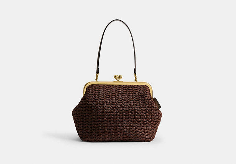 COACH® Women's Bolso Frame Kisslock 27 en Castaño | Paille