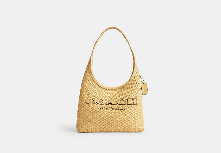 COACH® Women's Bolso De Hombro Brooklyn 34 en Beige | Cuir