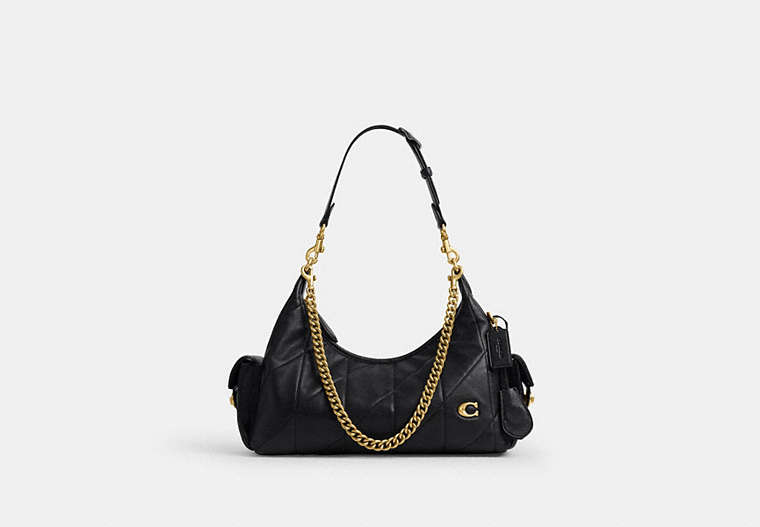 COACH® Women's Bolso Pocket Juliet 30 Con Acolchado en Negro | Cuir