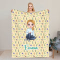 Personalizada Nacimiento Flor Personaje de dibujos animados suave manta con nombre Decoración del hogar Navidad Cumpleaños Regalo para la familia Amigos Kid Teenager