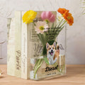 Personalizado Angel Wings Halo Pet Photo Clear Book Vase with Name Bookshelf Decor Sympathy Sentimental Memorial Gift for Pet Owners Lovers