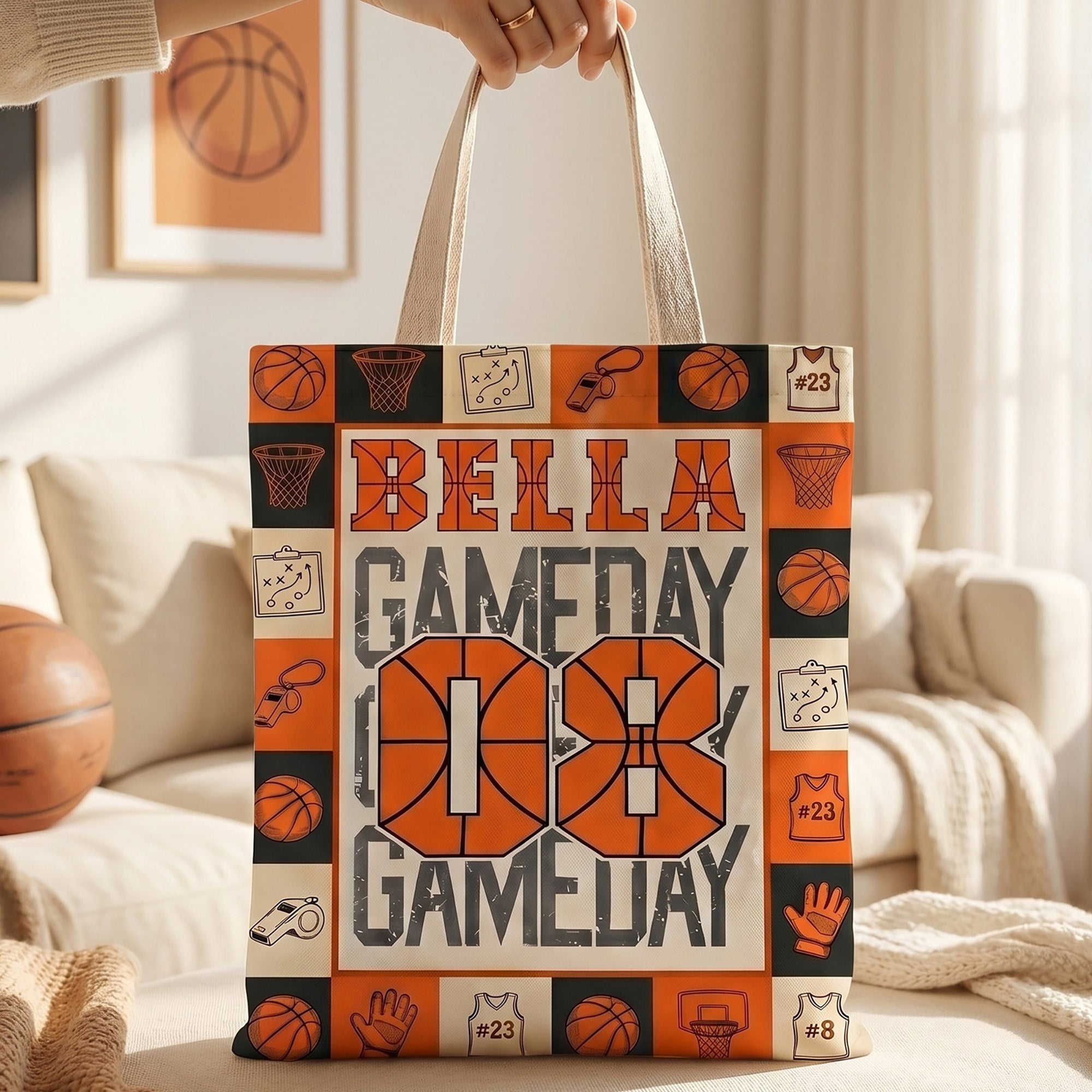 Bolsa de lona de gran capacidad con nombre y número para regalo de cumpleaños de equipo de uso diario para aficionado a los deportes Amante de los deportes