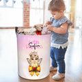 Cesto para ropa sucia con nombre Personalizado Coquette Bow Little Princess Toy Storage Laundry Basket Waterproof Nursery Decoration Regalo de inauguración de la casa para el Día del Niño