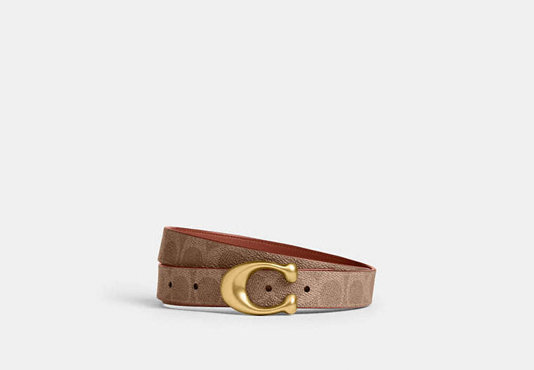 COACH® Women's Cinturón Reversible Con Hebilla Con C Esculpida, 25 Mm, Talla Mediano | Pvc