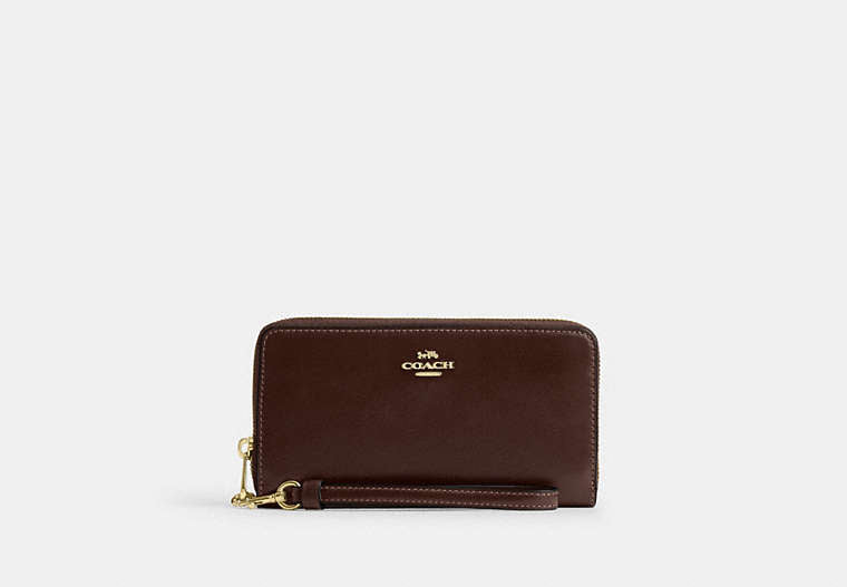 COACH® Women's Long Zip Around Wallet en Castaño | Cuir