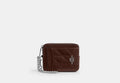 COACH® Women's Tarjetero Con Cremallera Y Acolchado en Castaño | Cuir