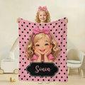 Manta suave personalizada con nombre y personaje de dibujos animados multicolor decoración del hogar regalo de cumpleaños para niña