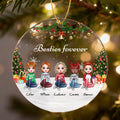Personalizado 2-5 Personajes de dibujos animados Copo de nieve Acrílico Ornamento con nombre y cordón Árbol de Navidad Decoración del hogar Regalo de Navidad para Hermanas Besties