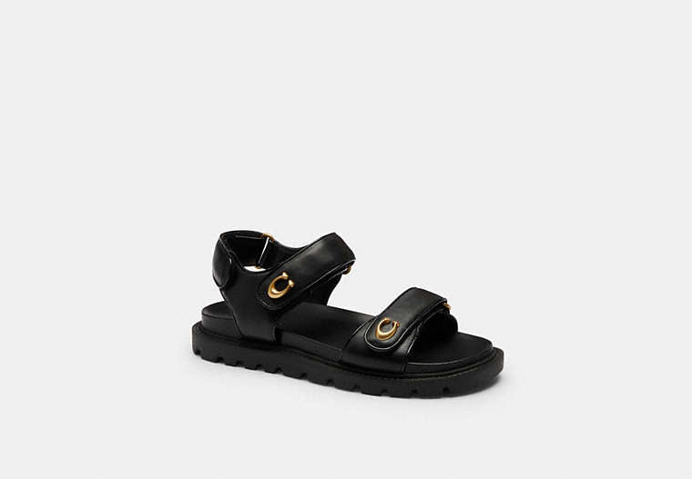 COACH® Women's Sandalia Brynn en Negro, Talla 11 | Cuir
