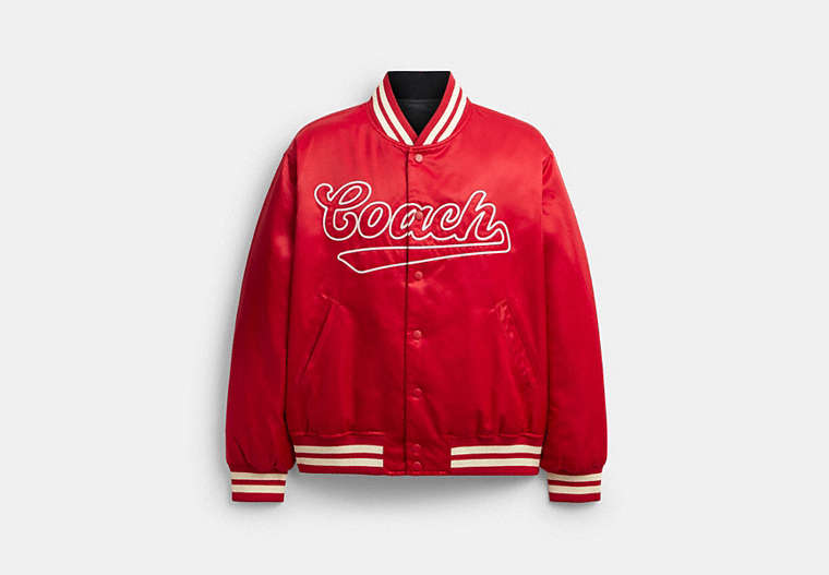 COACH® Men's Chaqueta Reversible Souvenir en Rojo, Talla Mediano