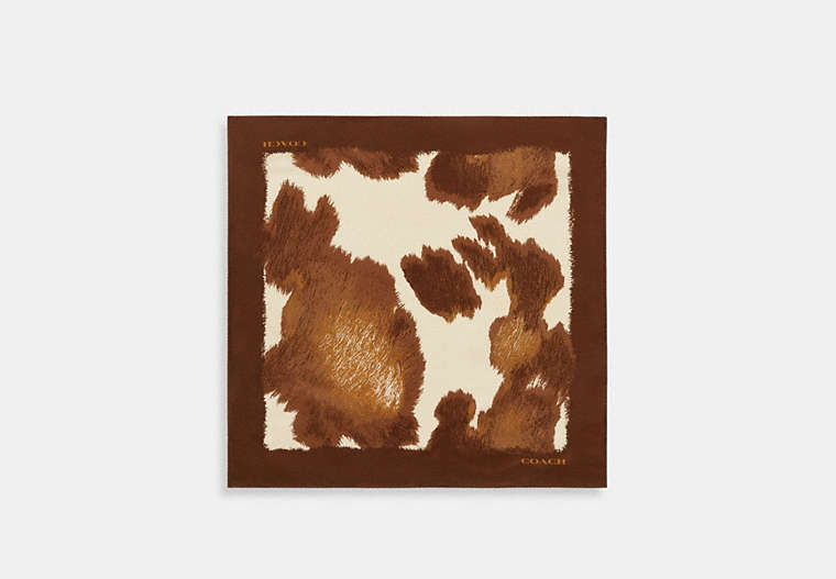 COACH® Unisex Bandana De Seda Con Estampado De Vaca en Beige