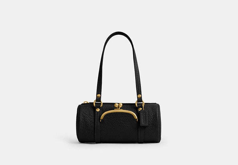 COACH® Women's Bolso Kisslock Barrel 28 en Negro | Cuir