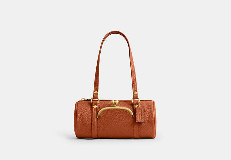 COACH® Women's Bolso Kisslock Barrel 28 en Castaño | Cuir