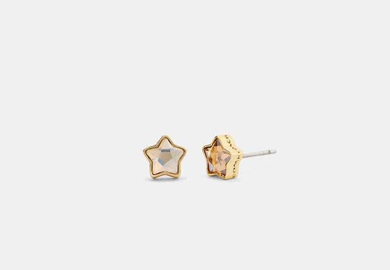 COACH® Women's Pendientes Tipo Dormilona De Firma Con Estrella en Amarillo | Métal
