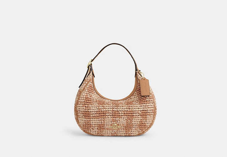 COACH® Women's Bolso De Hombro Emily Con Estampado De Vichy en Beige | Paille