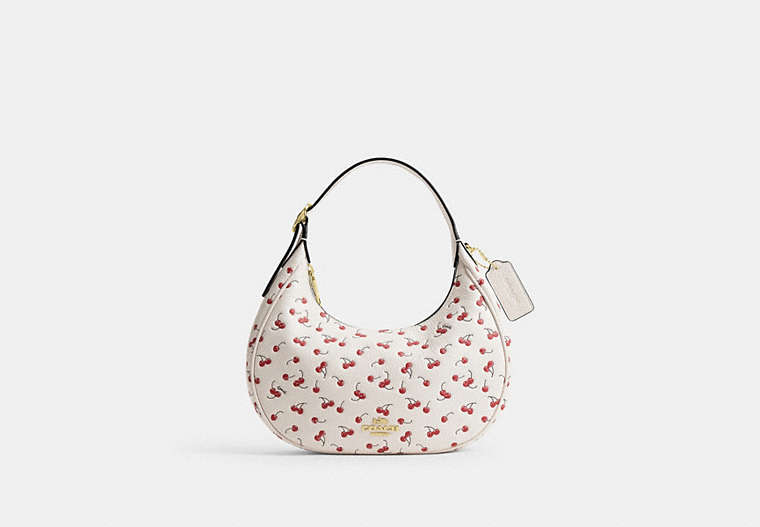 COACH® Women's Bolso De Hombro Emily Con Estampado De Cerezas en Blanco | Cuir
