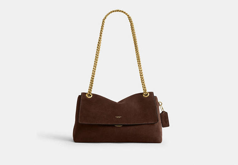 COACH® Women's Bolso De Hombro Chelsea 30 Con Cadena en Castaño | Cuir