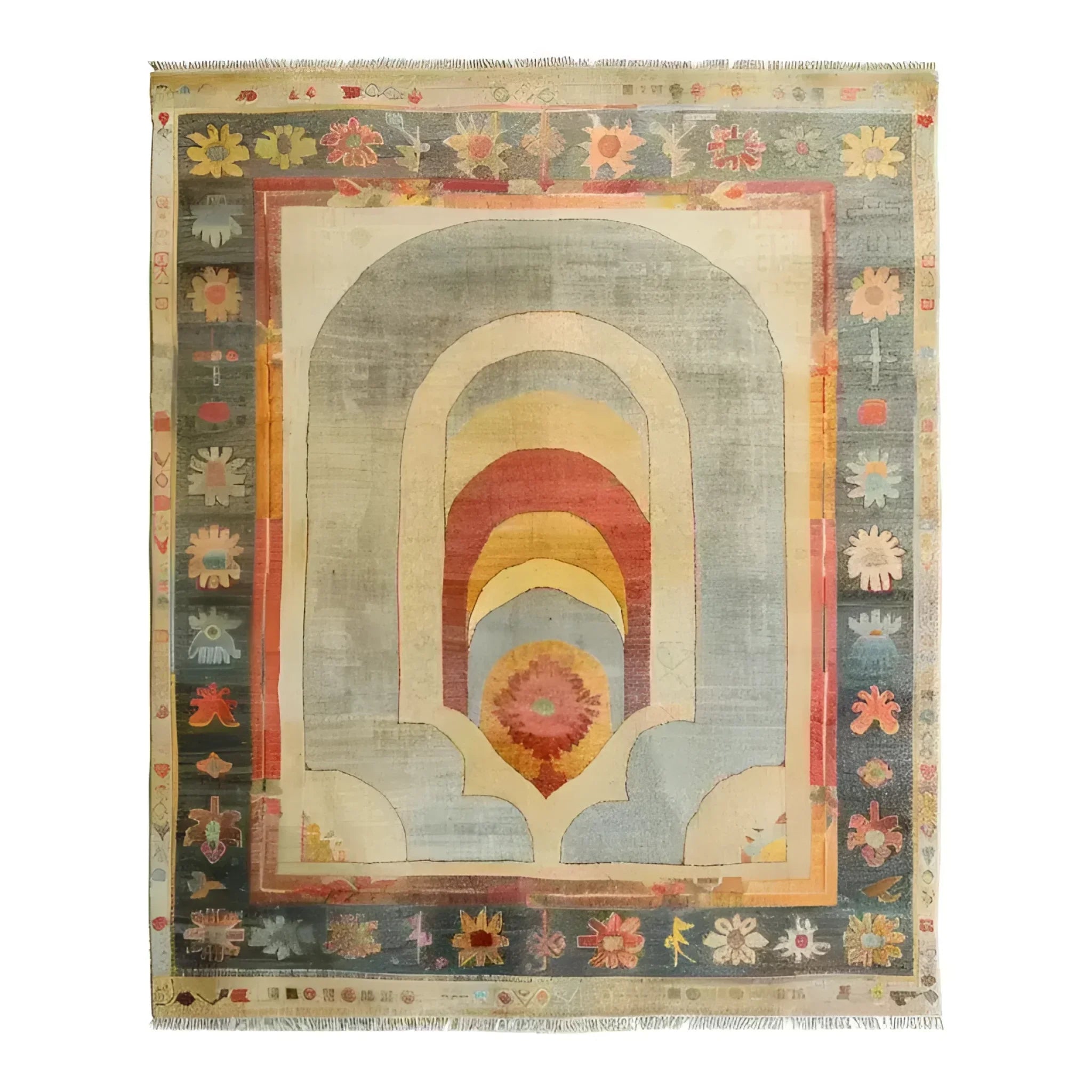 Central Medallion Hand Knotted Area Rug