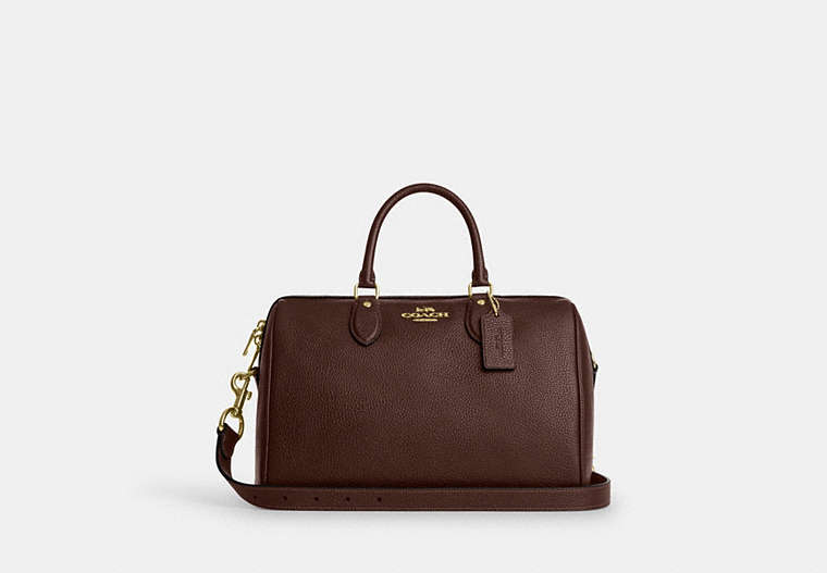 COACH® Women's Bolso Satchel Rowan Grande en Castaño | Cuir