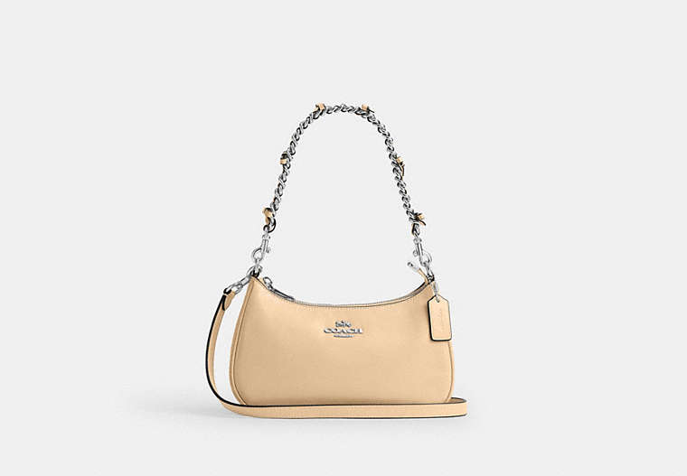 COACH® Women's Bolso De Hombro Teri Con Lazos en Beige | Cuir