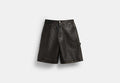 COACH® Men's Pantalones Cortos De Piel Exquisita Coach | Brain Dead en Negro, Talla 36
