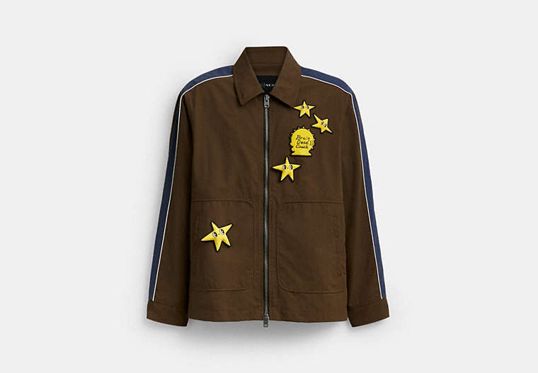 COACH® Men's Chaqueta De Piloto De Nailon De Poliamida Reciclada Coach | Brain Dead en Castaño, Talla Mediano