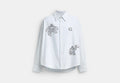 COACH® Men's Camisa Abotonada De Manga Larga De Firma Coach | Brain Dead en Azul, Talla Mediano