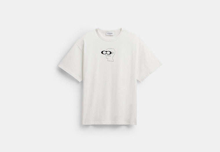 COACH® Men's Camiseta De Algodón Orgánico Con Cabeza Coach | Brain Dead en Blanco, Talla Mediano
