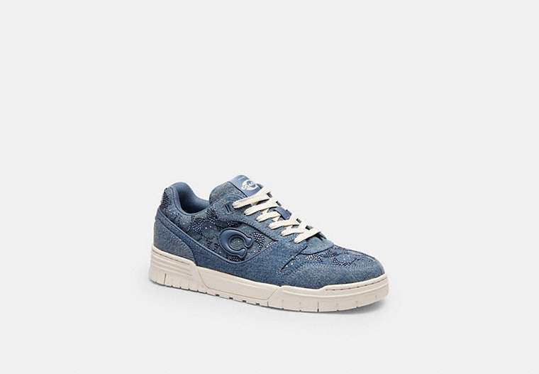 COACH® Women's Zapatillas Deportivas Soho De Tela Vaquera De Firma en Azul, Talla 11 | Matières Mélangées
