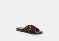 COACH® Women's Sandalias De Hebilla Cruzada en Castaño, Talla 11 | Daim