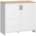 Storage Cabinet Kitchen Buffet Cupboard with 2 Doors and 2 Adjustable Shelves, White