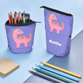 Estuche de lápices telescópico de pie personalizado con nombre dinosaurio y animales útiles escolares regalo de cumpleaños para niños