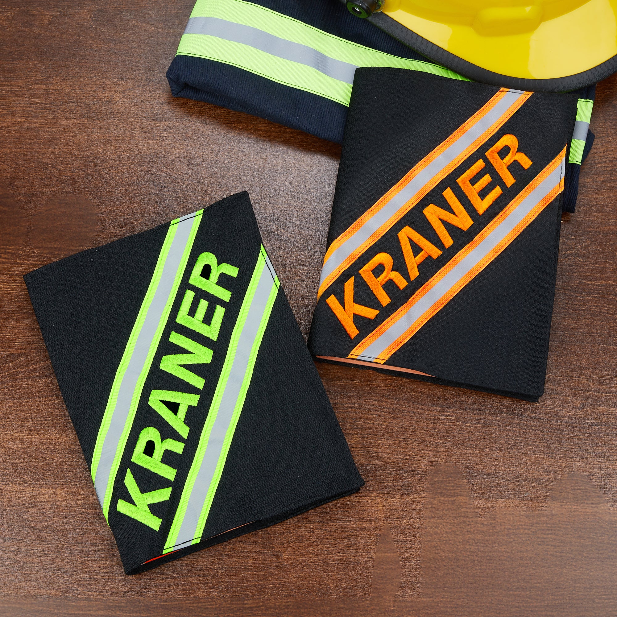Personalizado bombero Turnout Bunker Reflective Strip Cubierta del cuaderno con el nombre bordado Cumpleaños Apreciación Regalo para bombero rescatador