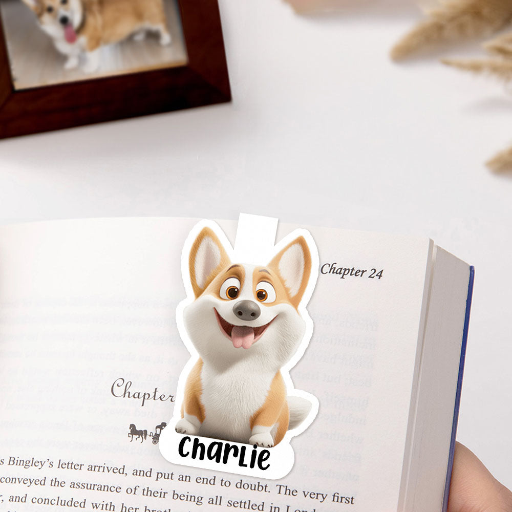 Personalizado lindo 3D de dibujos animados perro magnético marcador de clip con el nombre de la lectura de suministros de regalo de cumpleaños para los amigos amantes de las mascotas ratones de biblio