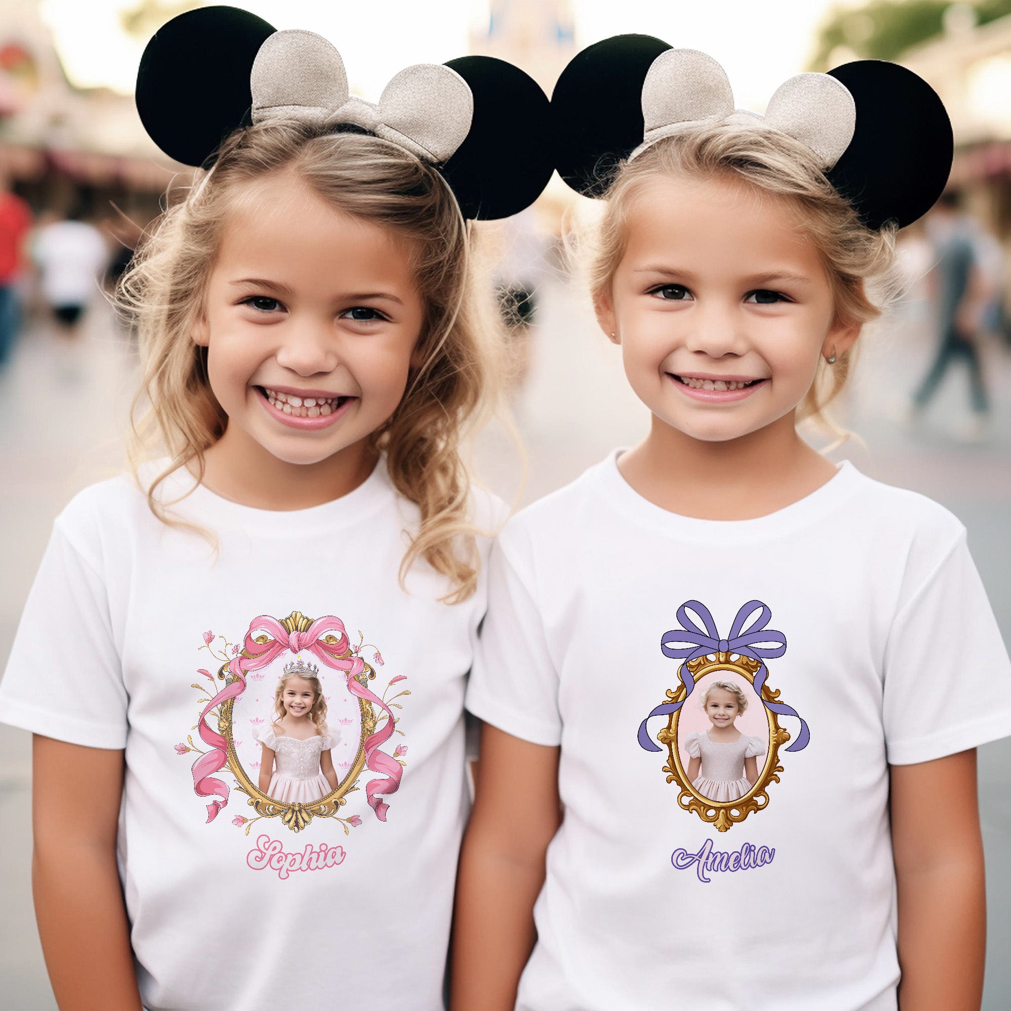 Marco de fotos de princesa personalizado 100% algodón Camiseta de niño adulto con nombre Regalo de cumpleaños de viaje de vacaciones para niñas Mujeres