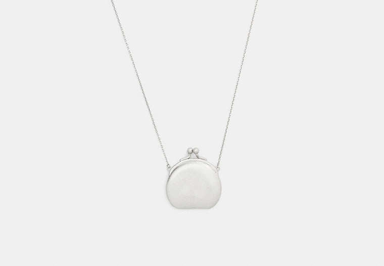 COACH® Women's Collar Largo Con Colgante De Monedero en Gris | Métal