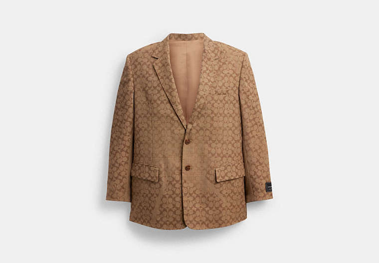 COACH® Men's Blazer De Firma en Beige, Talla Mediano