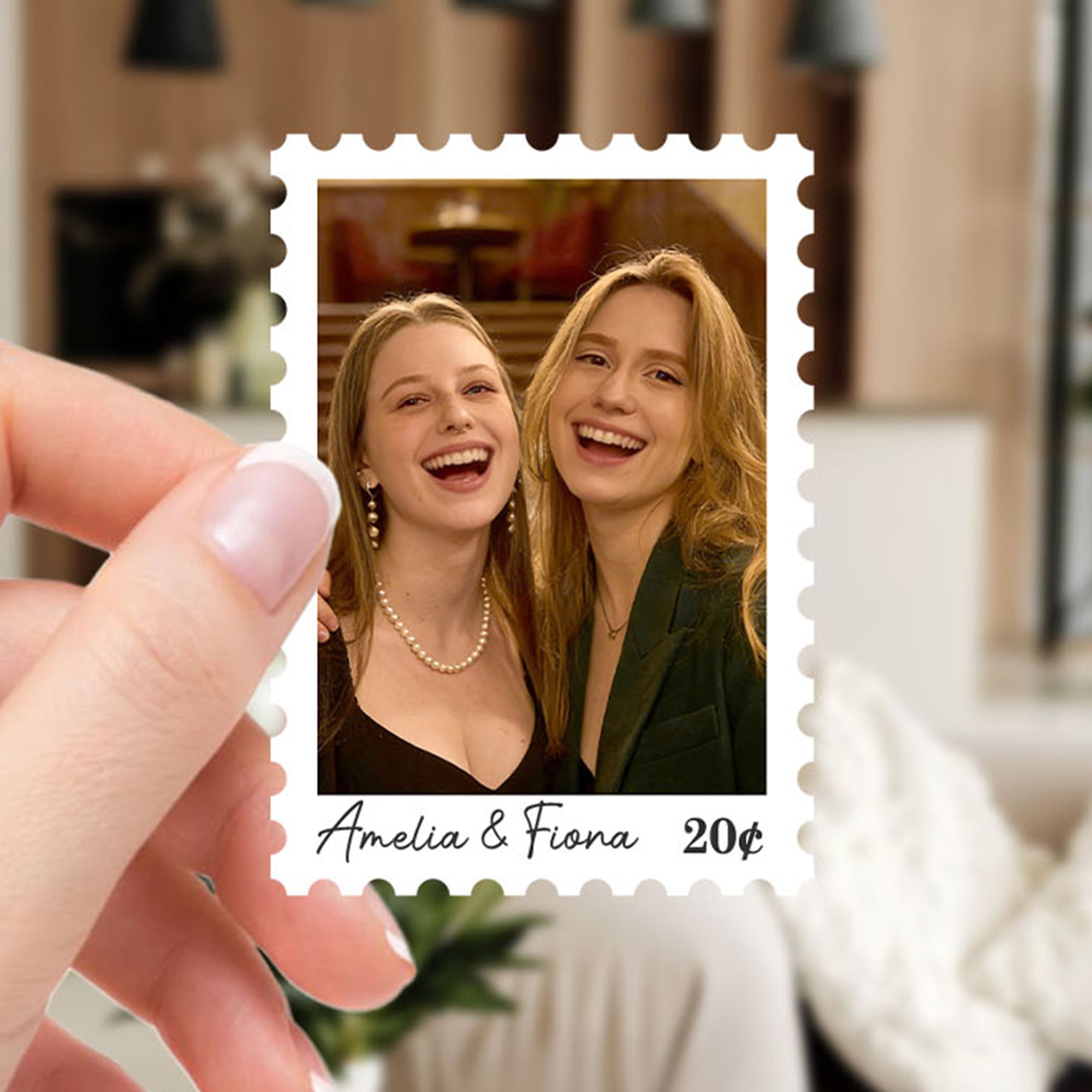 Sello Postal Personalizado Diseño Foto Pegatinas Etiquetas con Nombre y Valor facial Cumpleaños Memorial Regalo para Familia Amigos