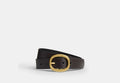 COACH® Women's Cinturón Con Hebilla Ovalada, 32 Mm en Castaño, Talla Mediano | Cuir