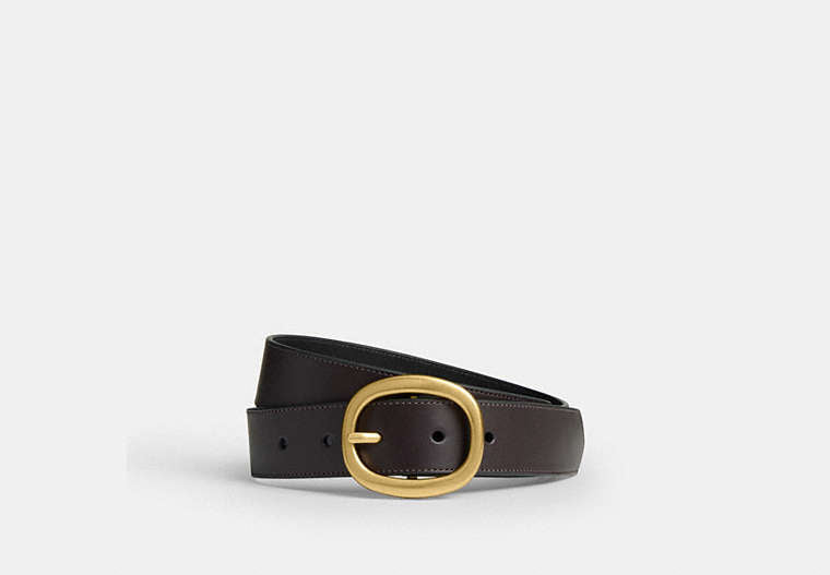 COACH® Women's Cinturón Con Hebilla Ovalada, 32 Mm en Castaño, Talla Mediano | Cuir